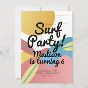 Beach Surfing Party Sun Birthday Invitation