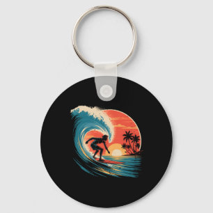 Beach Surfing Surfboard Vintage Retro Surfboarder Key Ring