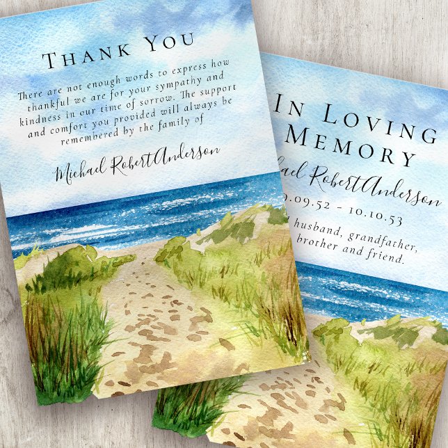 Beach Sympathy Funeral Thank You Card (Creator Uploaded)