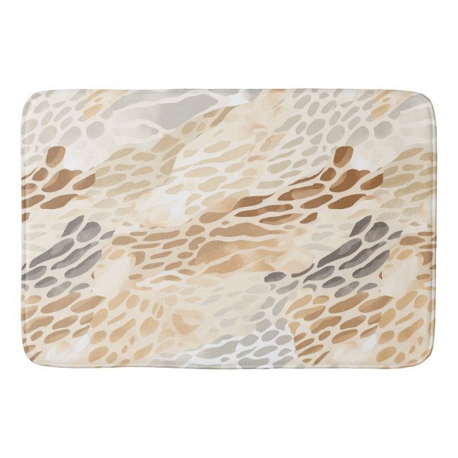 Beach Tan Neutral Stone Pattern Bath Mat (Front)