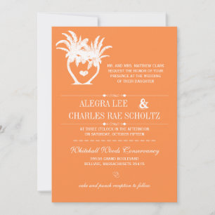 Beach Tangerine  Palm Tree Destination Chalkboard Invitation