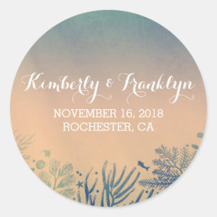Beach Teal and Blue Underwater Wedding Stickers