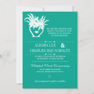 Beach Teal Palm Tree Destination Chalkboard Invitation