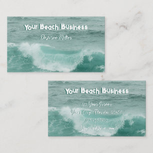 Beach Teal White Nautical Ocean Waves Business Card