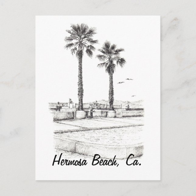 Beach Tennis, Hermosa Beach, Ca. Postcard (Front)