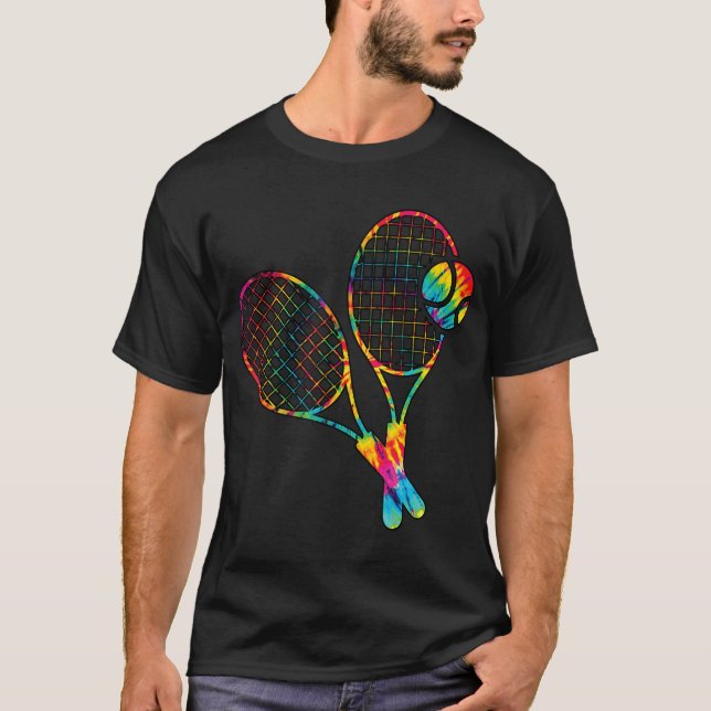Beach Tennis Tie Dye Rainbow Kids Boys Teenage Men T-Shirt (Front)