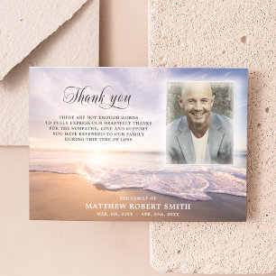 Beach Thank You Sympathy Funeral Memorial PHOTO Card