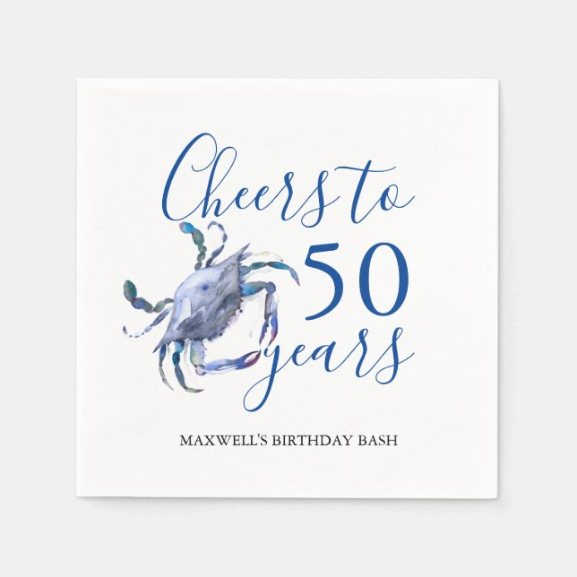 Beach Theme 50th Birthday Cocktail Napkins (Front)