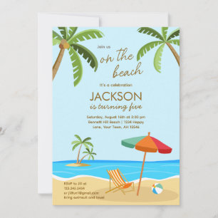 Beach Theme Birthday Invitation on the beach