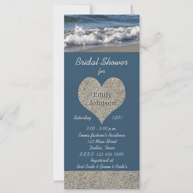 Beach Theme Bridal Shower Invitation (Front)