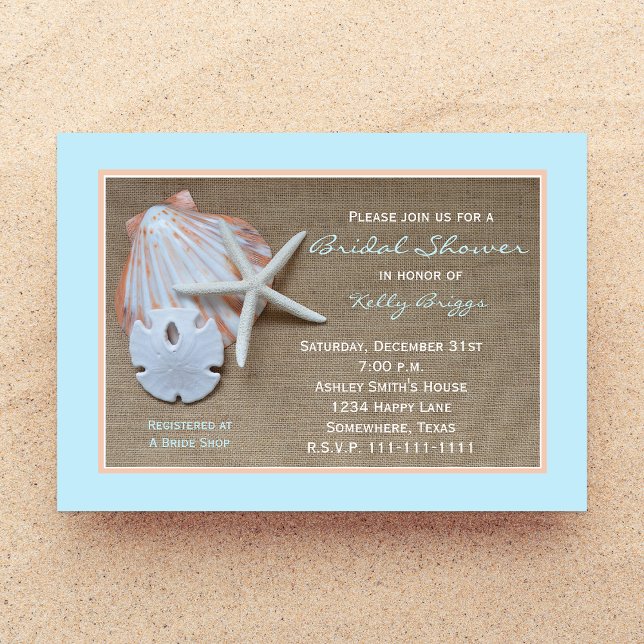 Beach Theme Bridal Shower Invitation -- Burlap (Creator Uploaded)