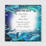 Beach Theme Dolphin Wedding Save The Date Magnet<br><div class="desc">This beautiful save the date magnet is a stylish,  long lasting way to announce your big day. Personalise the magnet by changing the text in the fields provided. You can change font style,  size,  and colour.</div>