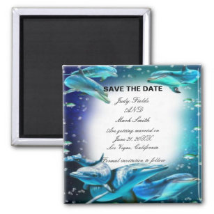 Beach Theme Dolphin Wedding Save The Date Magnet