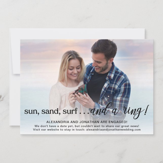 Beach Theme Engagement Announcement Photo (Front)