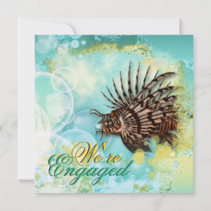 Beach theme engagement elegant aqua invitation