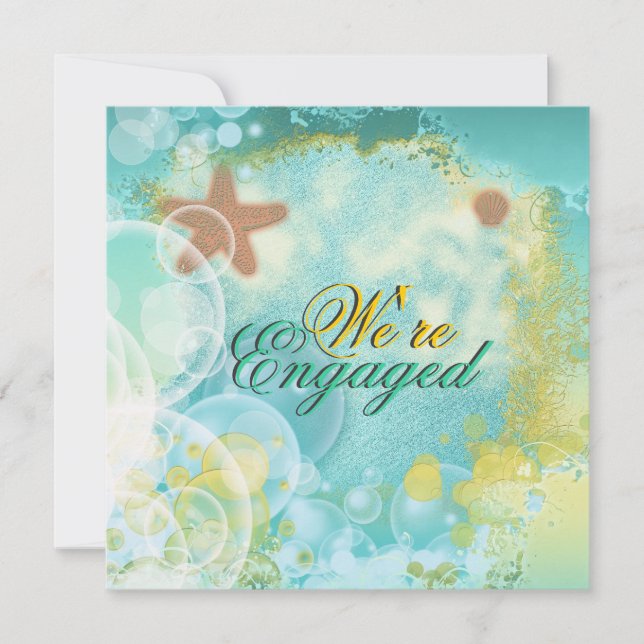 Beach theme engagement elegant invitation (Front)