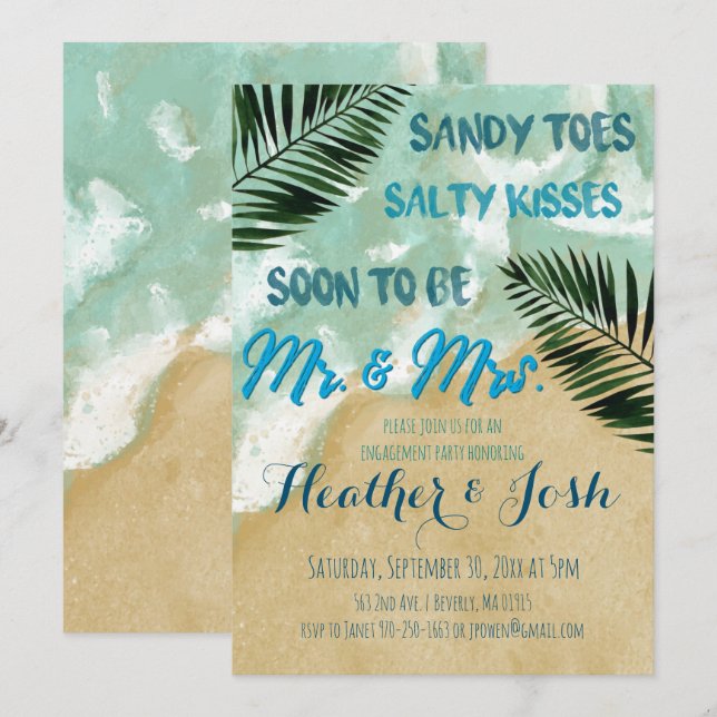 Beach Theme Engagement Party Invitation (Front/Back)