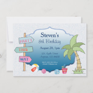 Beach Theme Five Line Custom Invitation