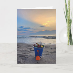Beach theme folded holiday card with starfish