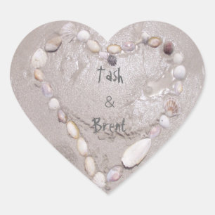 Beach theme heart sticker