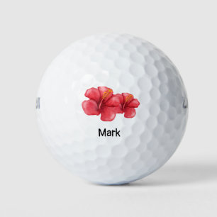 Beach Theme Hibiscus Hawaii Flower  Golf Balls