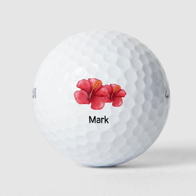 Beach Theme Hibiscus Hawaii Flower  Golf Balls (Front)