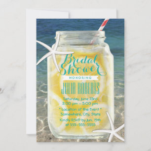 Beach Theme Mason Jar & Starfish Bridal Shower Invitation