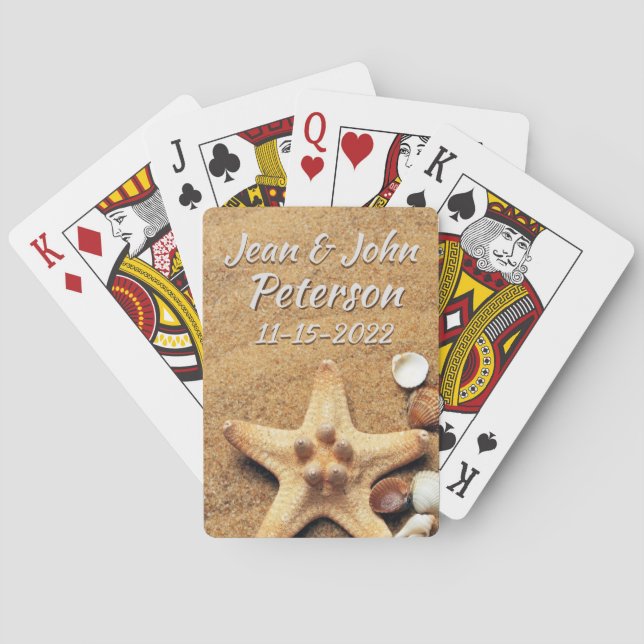 Beach Theme Newlywed  Playing Cards (Back)