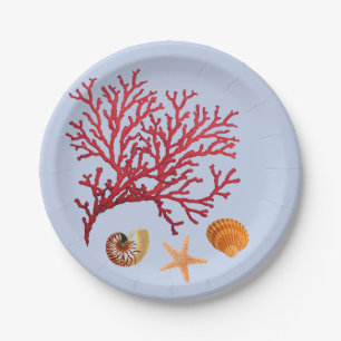 Beach theme party paper plates