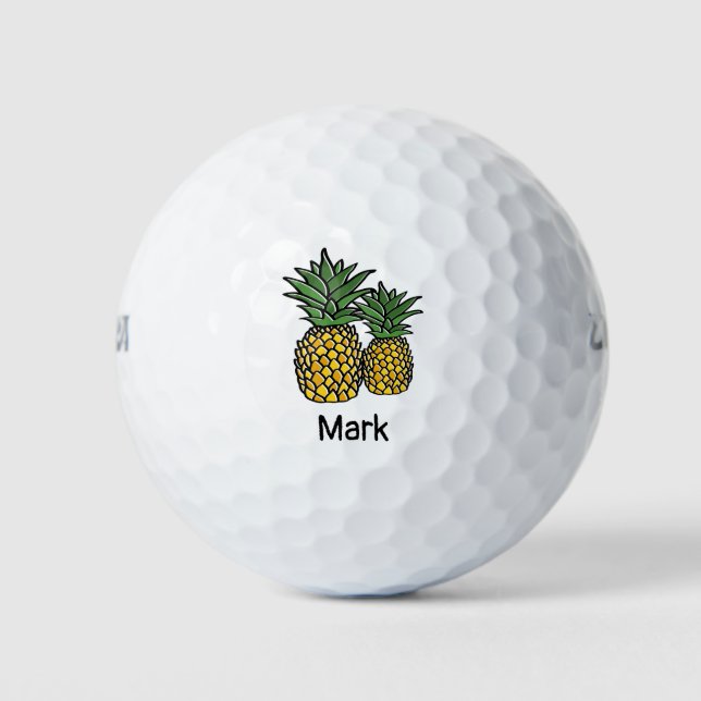 Beach Theme Pineapple with name Golf Balls (Front)