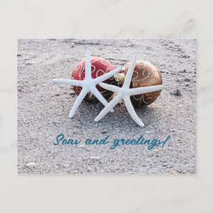 Beach theme Post Card with Starfish and Ornaments