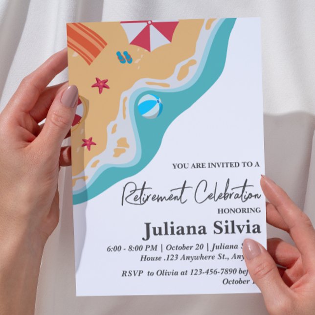 Beach Theme Retirement Party Invitation (Creator Uploaded)