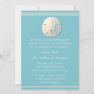 Beach Theme Sand Dollar Wedding Invitation