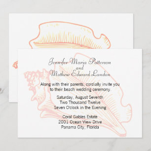 Beach Theme Seashell Wedding Invitation