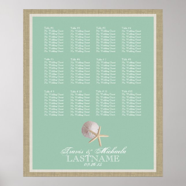 Beach Theme Seat Chart Foam Green (Front)