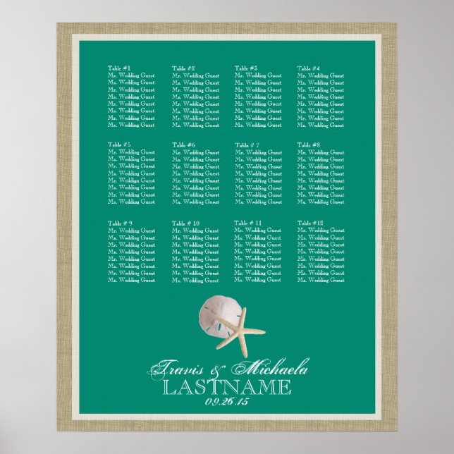 Beach Theme Seat Chart with Changeable Color (Front)