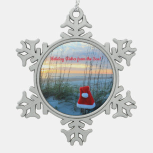 Beach Theme Snowflake Framed Ornament