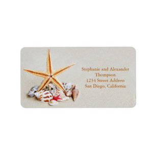 Beach Theme Starfish and Seashell Address Label