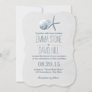 Beach Theme Starfish & Sand Dollar Wedding Invitation
