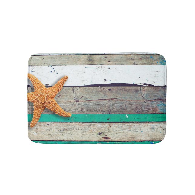 Beach Theme Starfish Wedding Rustic Bath Mat (Front)