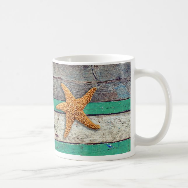 Beach Theme Starfish Wedding Rustic Coffee Mug (Right)