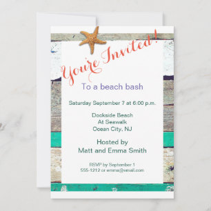 Beach Theme Starfish Wedding Rustic Invitation
