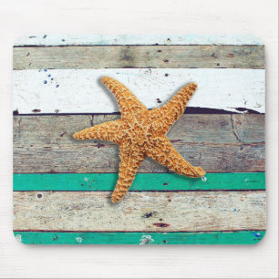 Beach Theme Starfish Wedding Rustic Mouse Mat