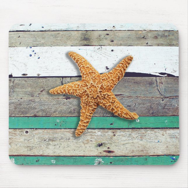 Beach Theme Starfish Wedding Rustic Mouse Mat (Front)