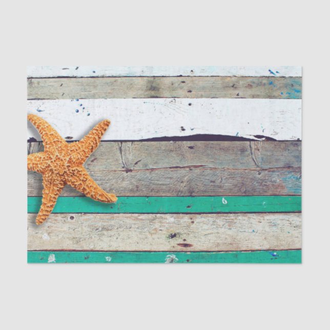 Beach Theme Starfish Wedding Rustic Tissue Paper (Front)