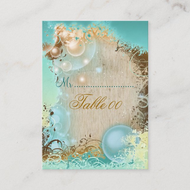 Beach theme table placement cards (Front)