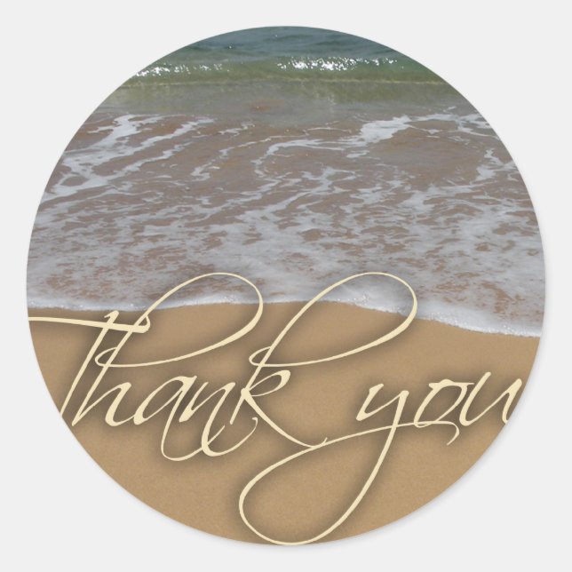 Beach theme Thank You Classic Round Sticker (Front)