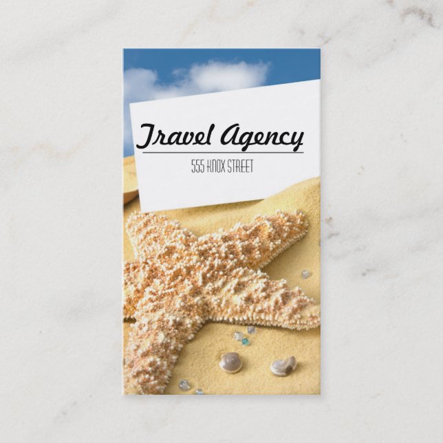 Beach Theme Travel Agency Business Card (Front)