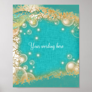 Beach theme turtle wedding 8 x 10 poster