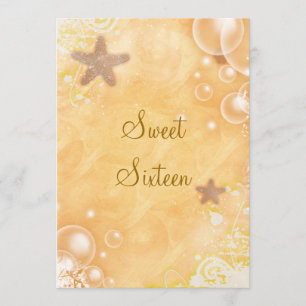 Beach theme wedding birthday party coral invitation